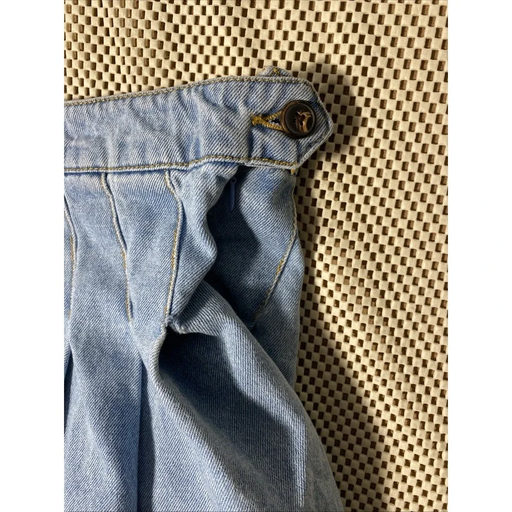 Forever 21 Women's Mini Skirt Blue Denim Pleated Preppy Large Juniors - Picture 3 of 6
